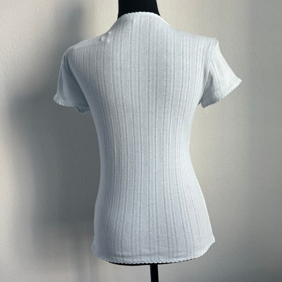 J Crew Pointelle Baby Tee Womens Small OAI Ocean Air Light Blue - Picture 3 of 13